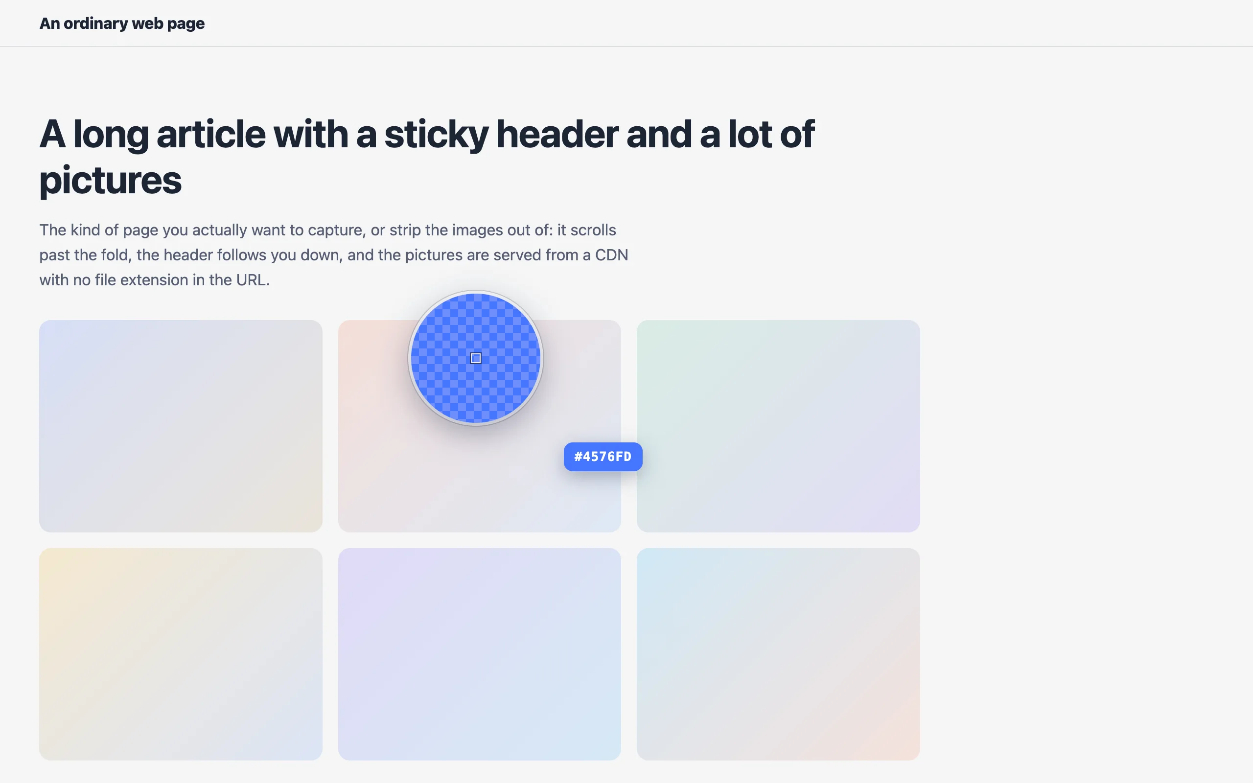 The loupe shows the exact pixel you are about to take. Click to keep it, Esc to cancel.