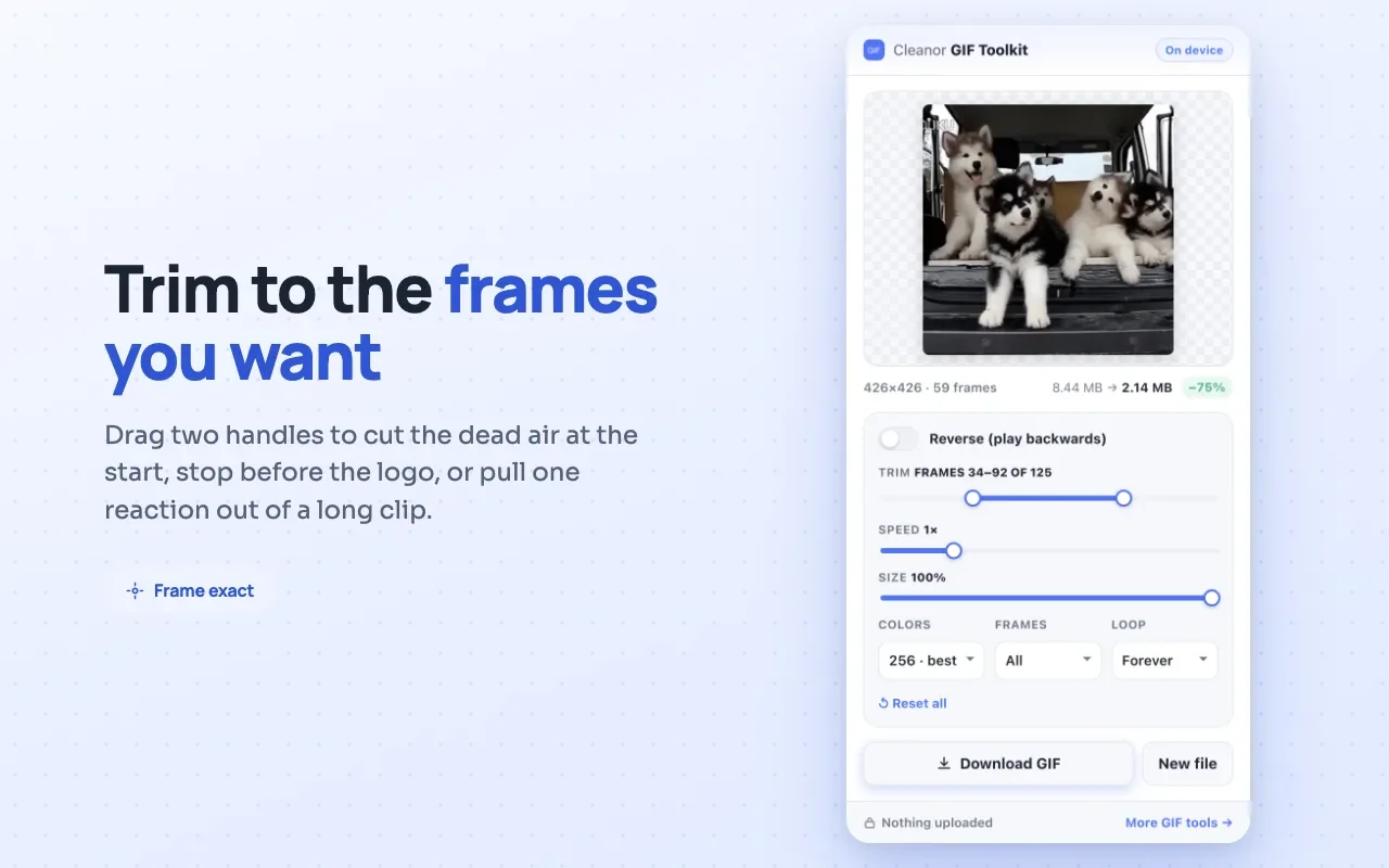 Shrink a GIF by dropping duplicate frames and capping the frame rate, without smearing it.